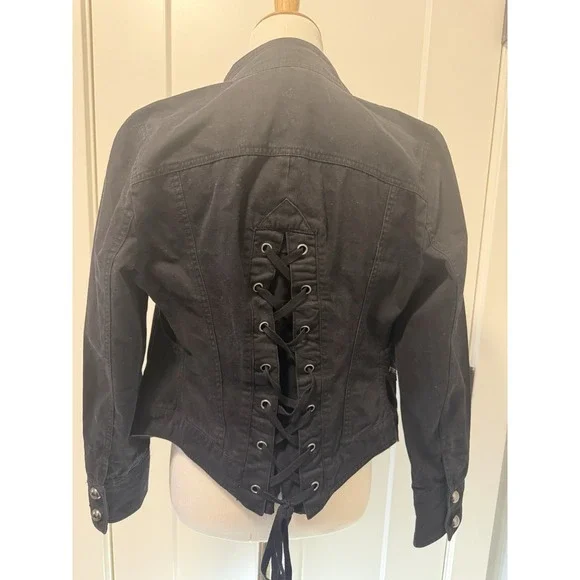 2G y2k Gray Black jacket women medium Laced Up Back - Picture 6 of 6